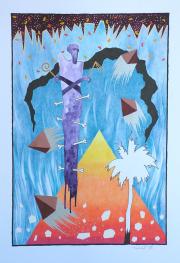 Fáraó-komplexus, 1990, vegyes technika, papír méret: 46 x 64 cm