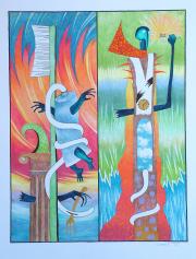 Cím nélkül, 1990, vegyes technika, papír méret: 46 x 64 cm