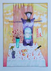 Reggeli, 1991, vegyes technika, papír méret: 46 x 64 cm