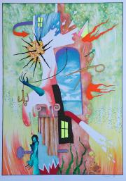 Cím nélkül, 1991, vegyes technika, papír méret: 46 x 64 cm