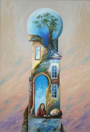Merengő, 2001, olaj, farost, 45 x 65 cm