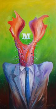 Portré 1, 1996, olaj, farost, 50 x 95 cm