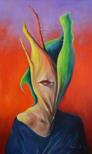 Portré 5, 1996, olaj, farost, 50 x 83 cm
