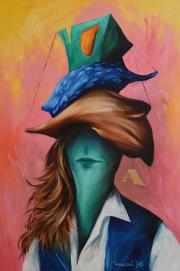 Portré 13, 1996, olaj, farost, 55 x 80 cm