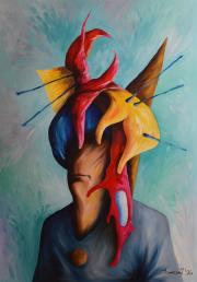 Portré 15, 1996, olaj, farost, 70 x 100 cm