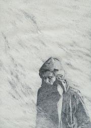 Köd, tus, papír, 28 x 40 cm