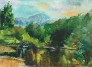 Táj tanulmány 2. (Hernádpart Vizsolynál), 1986, 1986, olaj, karton, 38 x 28 cm
