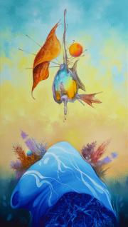 Azúr-hegyi utazó 2., olaj, vászon, 40x70 cm