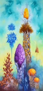 Erdő (Achát-hegy) 2., olaj, vászon, 30x60 cm