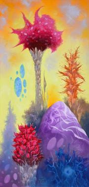 Erdő (Achát-hegy) 3., olaj, vászon, 30x60 cm