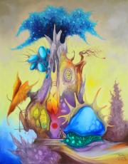 Azúr kövek háza 2.,olaj, vászon, 40x50 cm