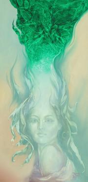 Kristálytudat 1, 2013, olaj, farost, 25x50 cm