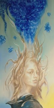 Kristálytudat 4, 2013, olaj, farost, 30x60 cm