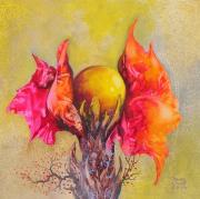 Asztrálvirág 1, 2014, olaj, farost, 20x20 cm