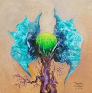 Asztrálvirág 2, 2014, olaj, farost, 20x20 cm