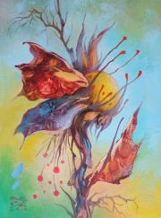 Asztrálvirág 5, 2014, olaj, farost, 15x20 cm
