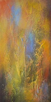 Fényfátyol 2, 2019, olaj, farost, 20x40 cm