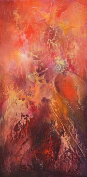 Fényfátyol 3, 2019, olaj, farost, 20x40 cm