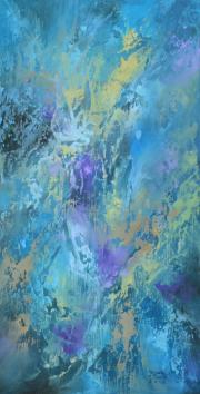 Fényfátyol 6, 2019, olaj, farost, 20x40 cm