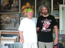 Cene Gál István festőművész műtermében