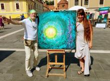Közös festmény Kele Jucival, II. Képzőművészeti Utcafesztivál, Eger